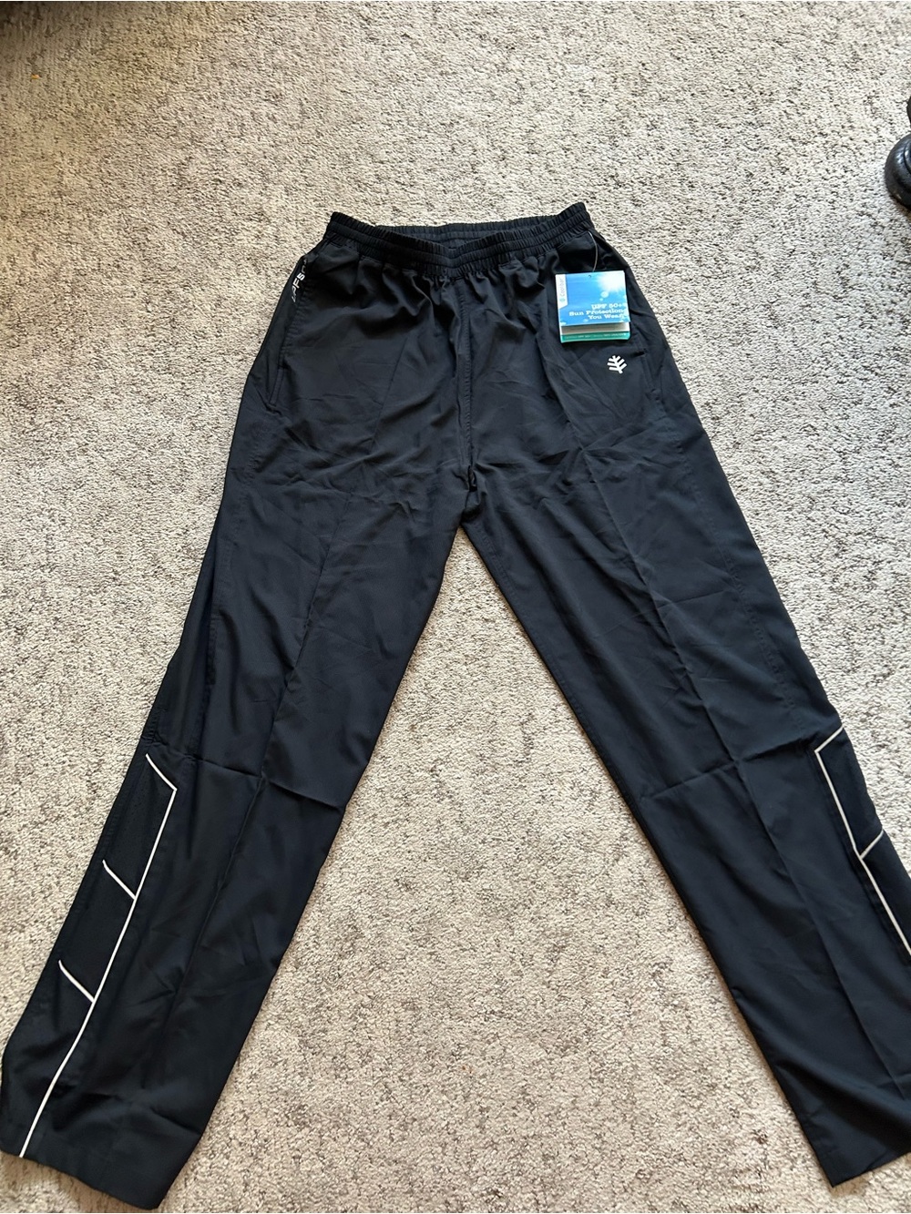 Coolibar Black Men's Jogger Pants with Reflective Trim